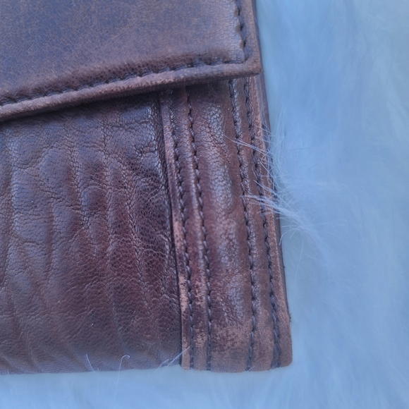 Fendi Brown Leather Wallet Clutch gold logo brass with box Continental - Picture 15 of 15